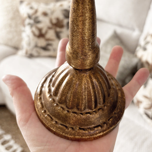 Antique Gold Finish Candle Holders, Set of Eight