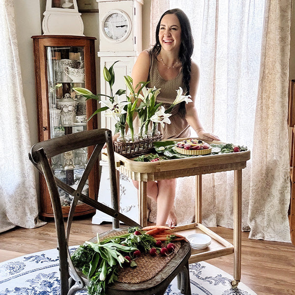 Rolling Fluted Wood Bar Cart