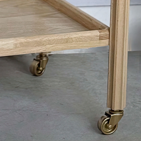 Rolling Fluted Wood Bar Cart