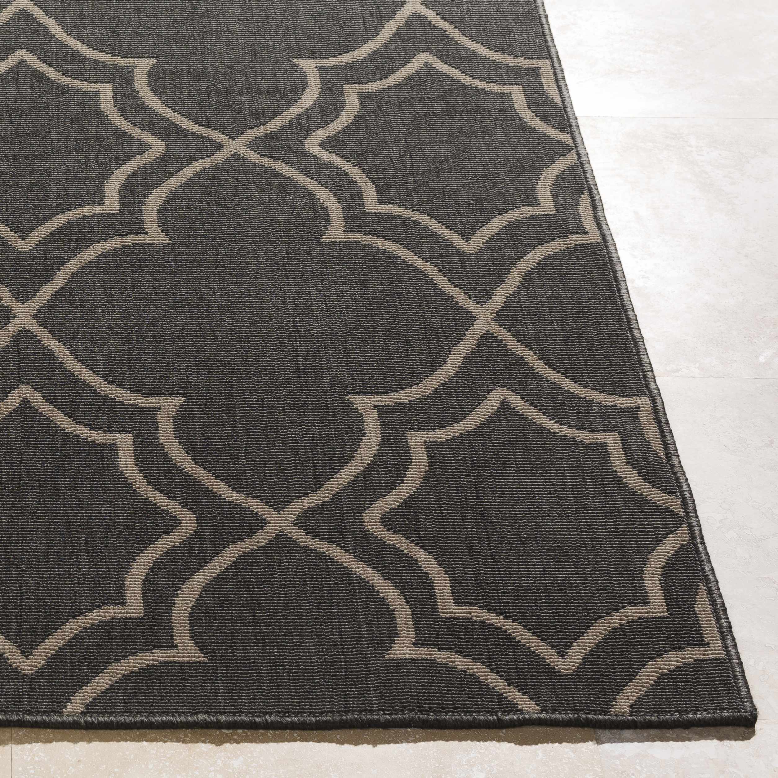 Black Modern Farmhouse Outdoor Rug