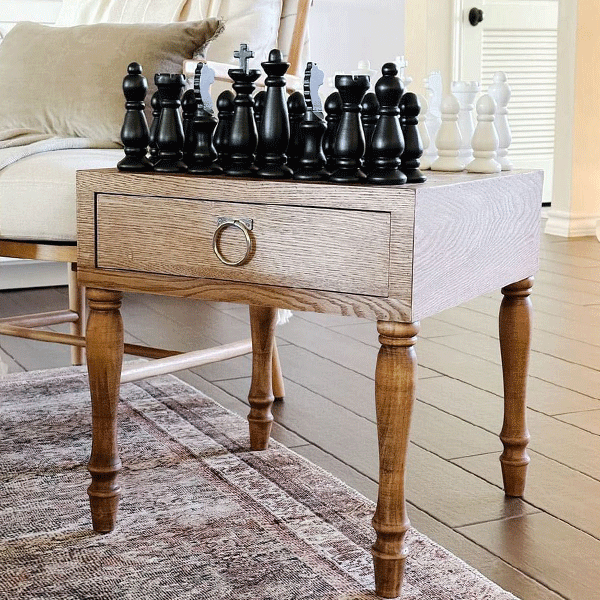 Chess Table with Drawers (With Chess Pieces)