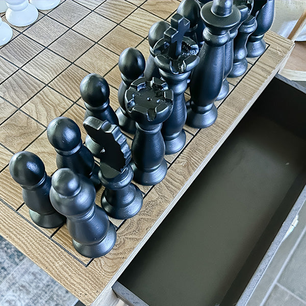 Chess Table with Drawers (With Chess Pieces)