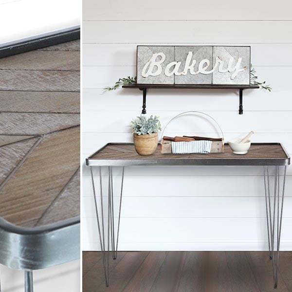 *HUGE* Wooden Chevron Console Table