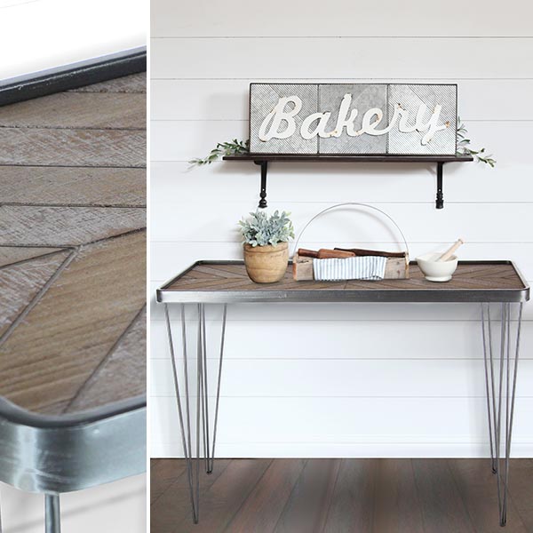 *HUGE* Wooden Chevron Console Table