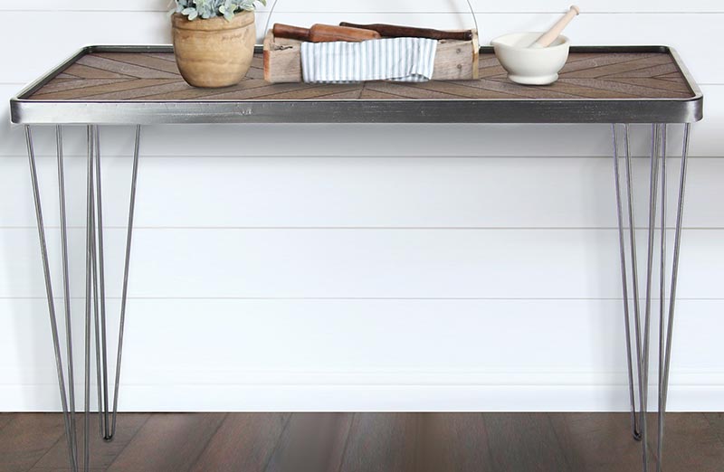 *HUGE* Wooden Chevron Console Table