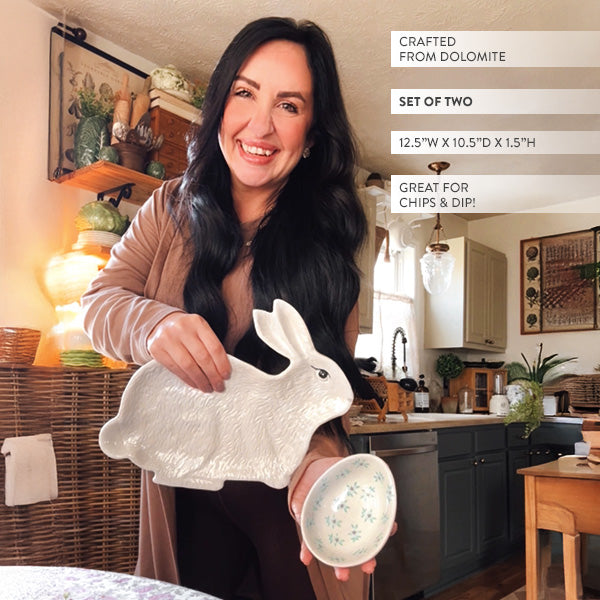 Easter Bunny Serving Tray with Dipping Bowl