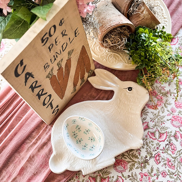 Easter Bunny Serving Tray with Dipping Bowl