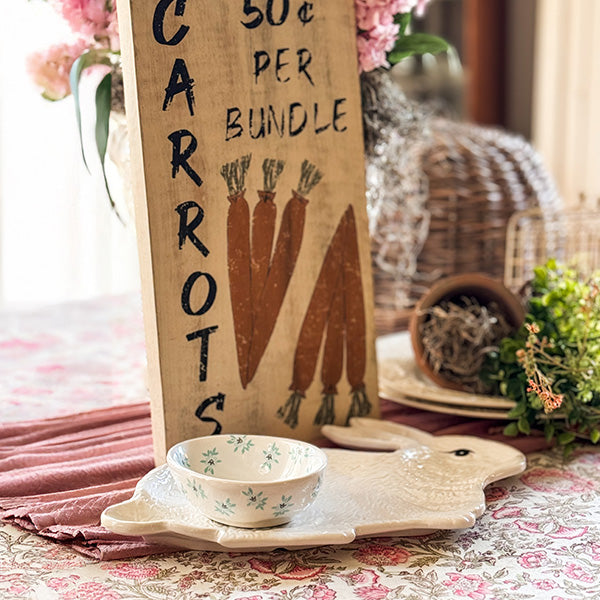 Easter Bunny Serving Tray with Dipping Bowl