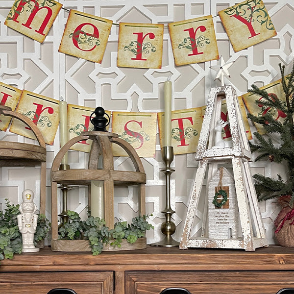 HUGE 50 Inch Distressed Wood Tree Shelf