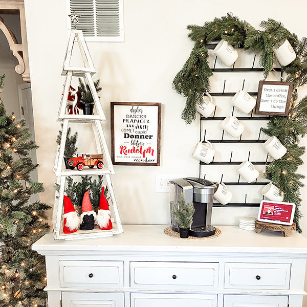 HUGE 50 Inch Distressed Wood Tree Shelf