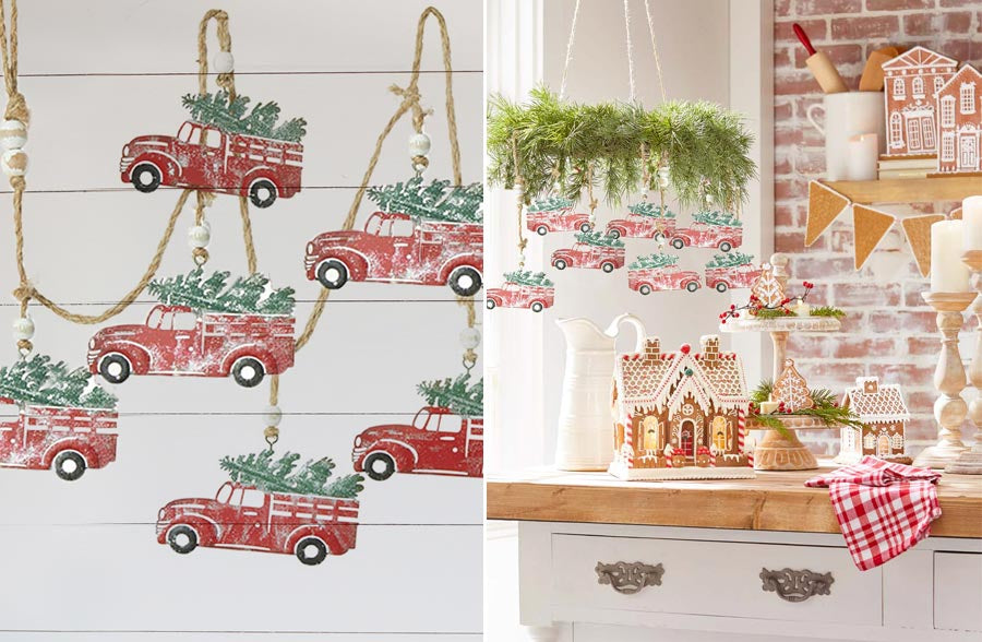 Classic Metal Red Truck Garland