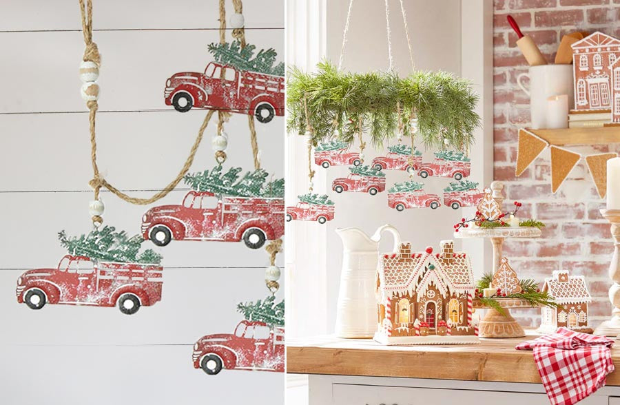 Classic Metal Red Truck Garland