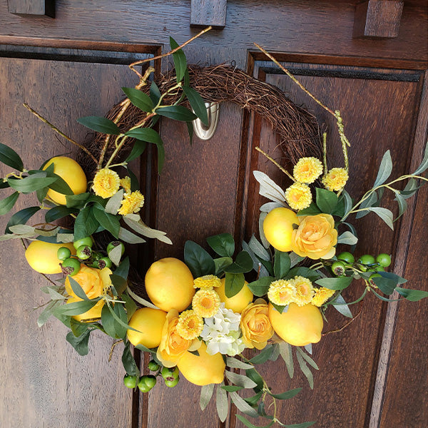 Fresh Citrus and Lush Floral Spring Wreath
