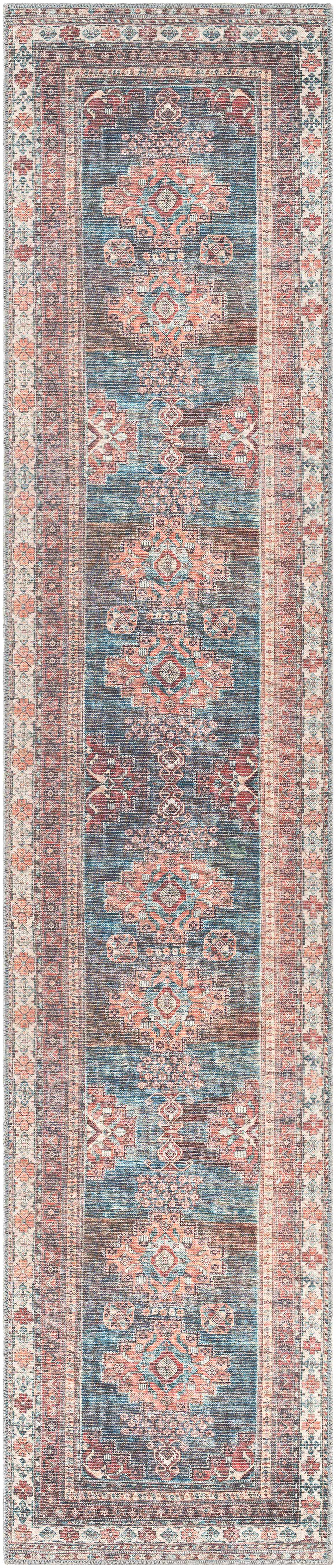 Red & Blue Washable Area Rug