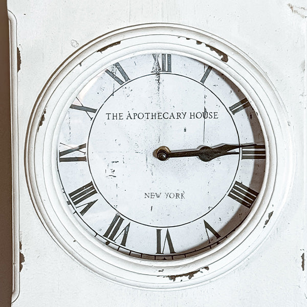 67 Inch Distressed White Storage Grandfather Clock