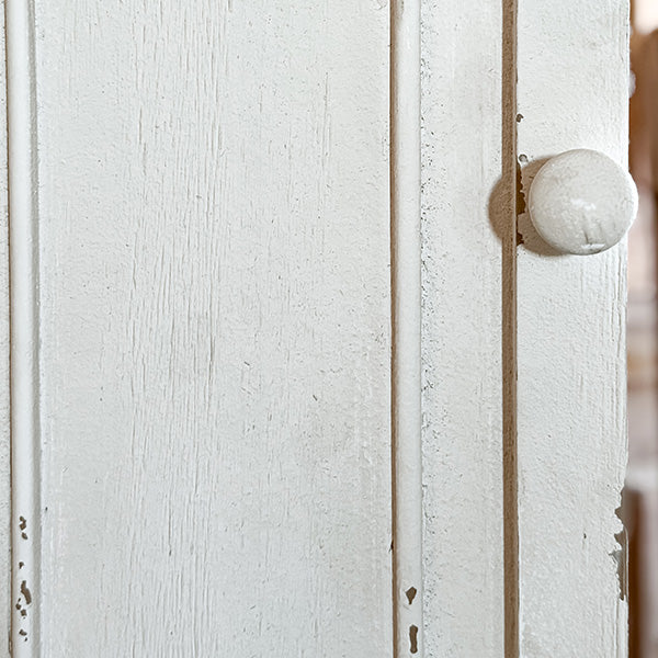 67 Inch Distressed White Storage Grandfather Clock