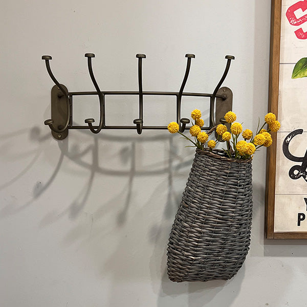 Curved Metal 5-Hook Wall Rack