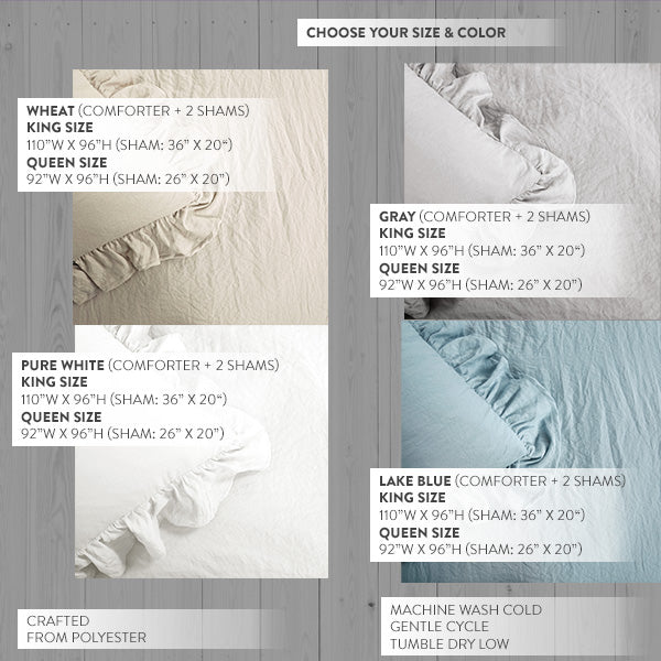 Spring Refresh Ruffled Edge Comforter Set, Choose Your Style/Size