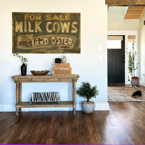 55 Inch Hand Carved Wood Console Table with Drawers
