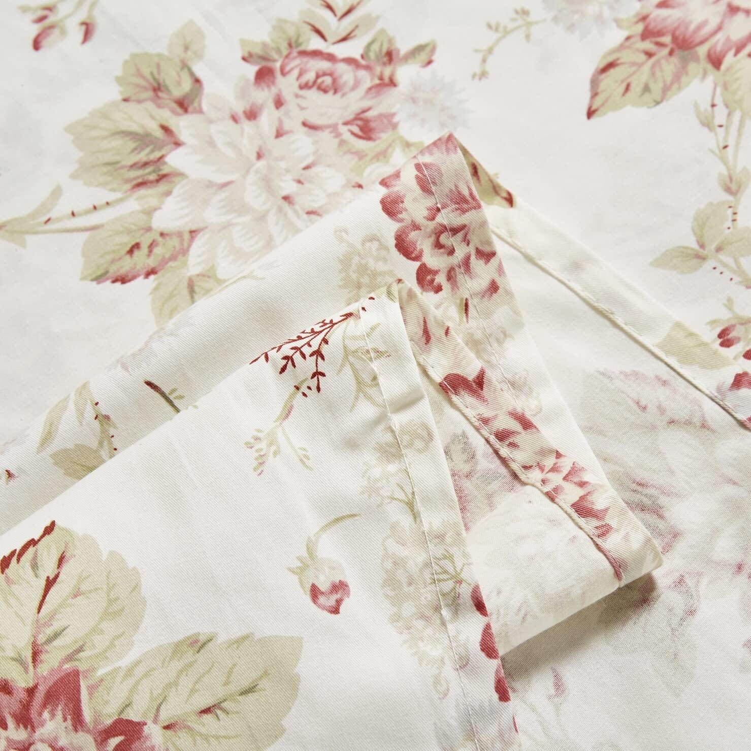 Hint of Mint Dainty Cottage Floral Roses Cotton Flat Sheet Only w/ Pillow Case