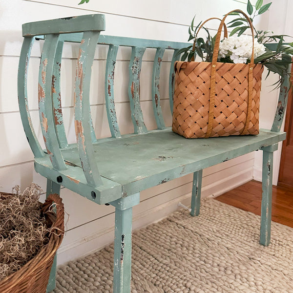 Aged Painted Wooden Bench