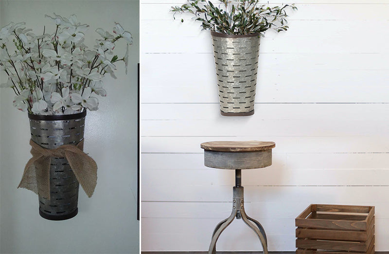 Metal Half Olive Wall Bucket