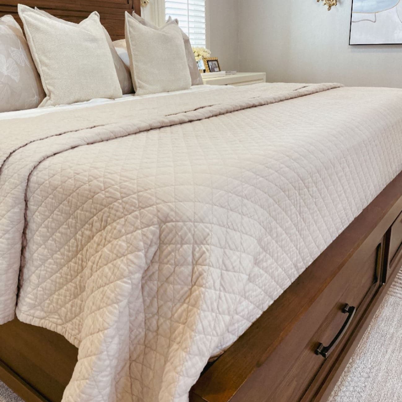 Belgian Flax Linen Rich Cotton Blend Quilt 3 Piece Set-Tolkye