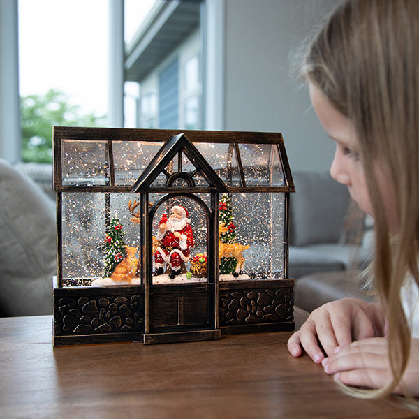 Santa and Reindeer Musical Snow Globe