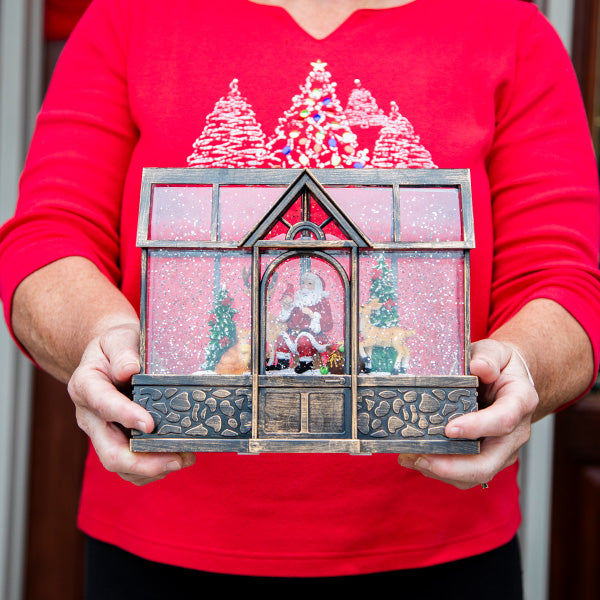Santa and Reindeer Musical Snow Globe