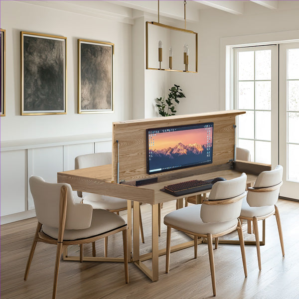 55 Inch Transforming Wood Table to Desk