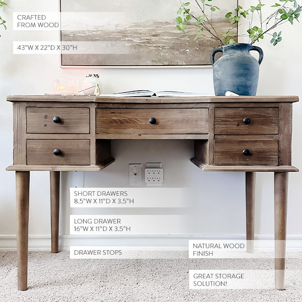 5 Drawer Executive Wood Desk