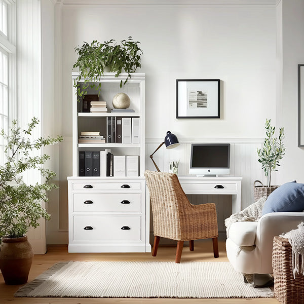 74 Inch Multi-Function Writing Desk with Bookcase File Cabinet