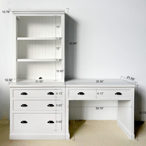 74 Inch Multi-Function Writing Desk with Bookcase File Cabinet