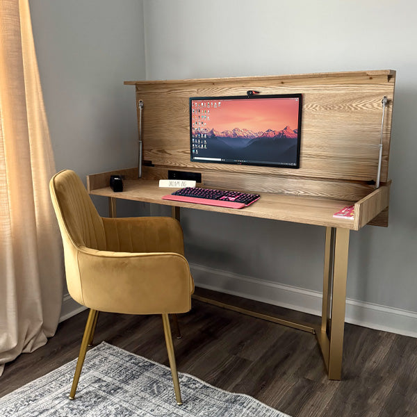 55 Inch Transforming Wood Table to Desk