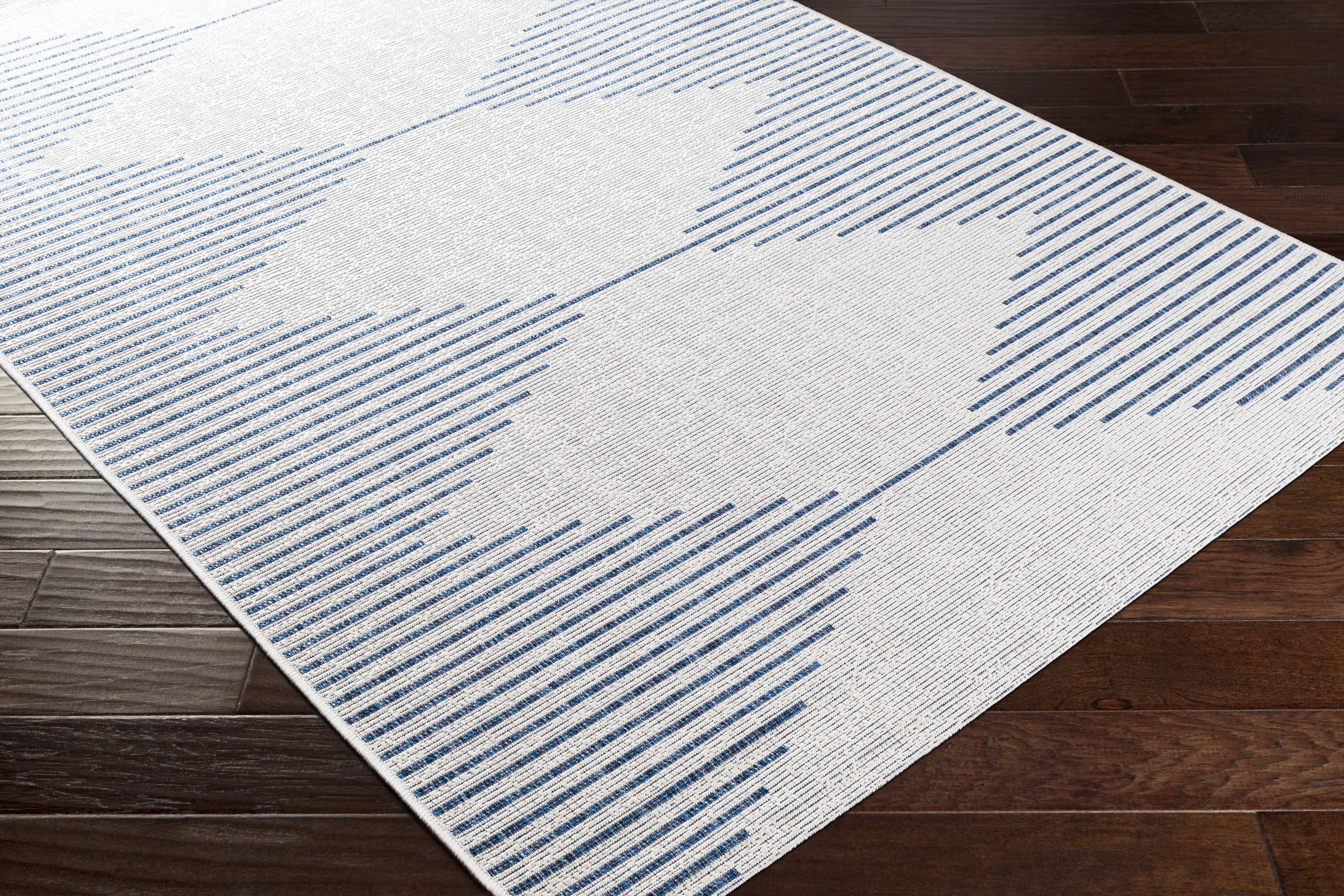 Blue and Cream Outdoor Rug