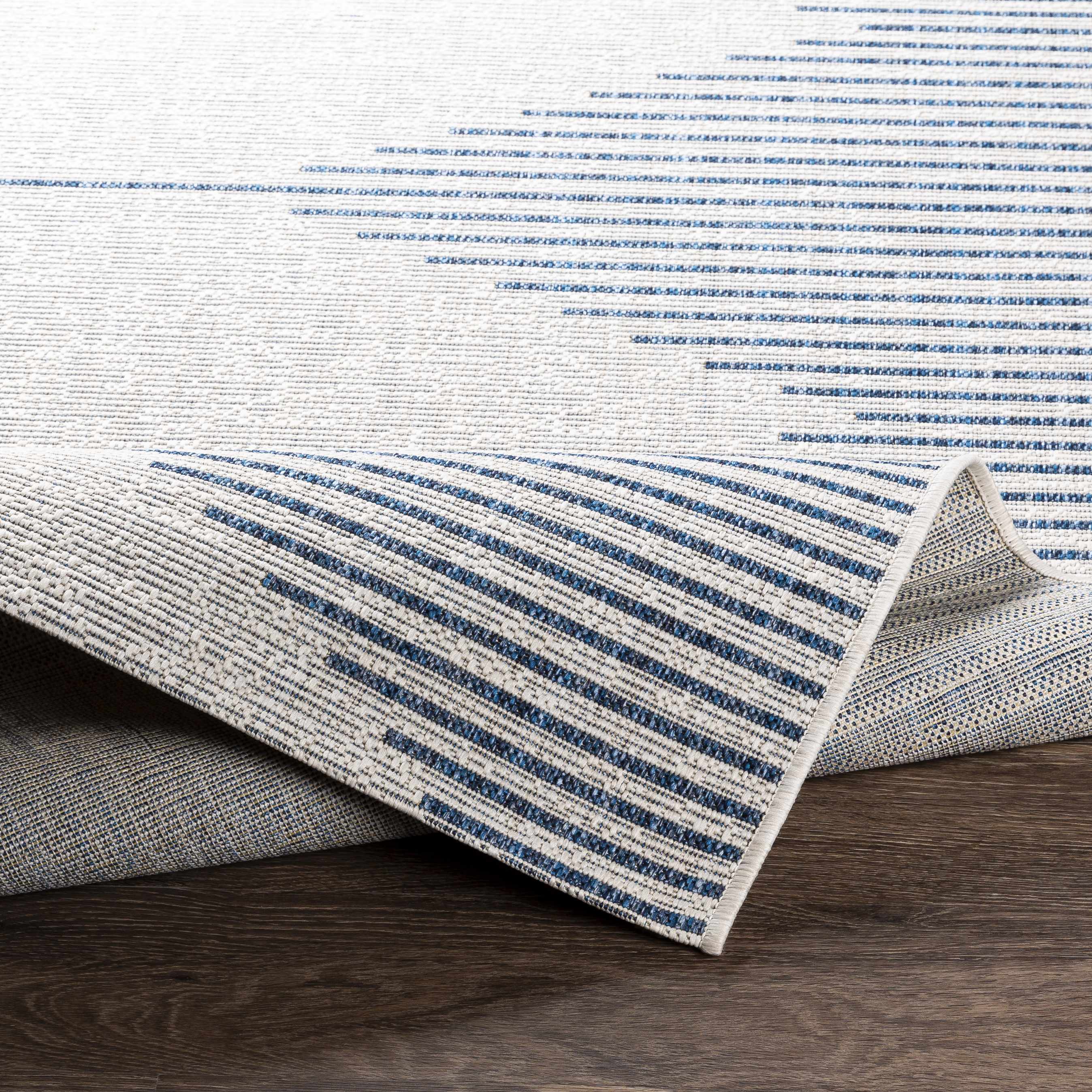 Blue and Cream Outdoor Rug