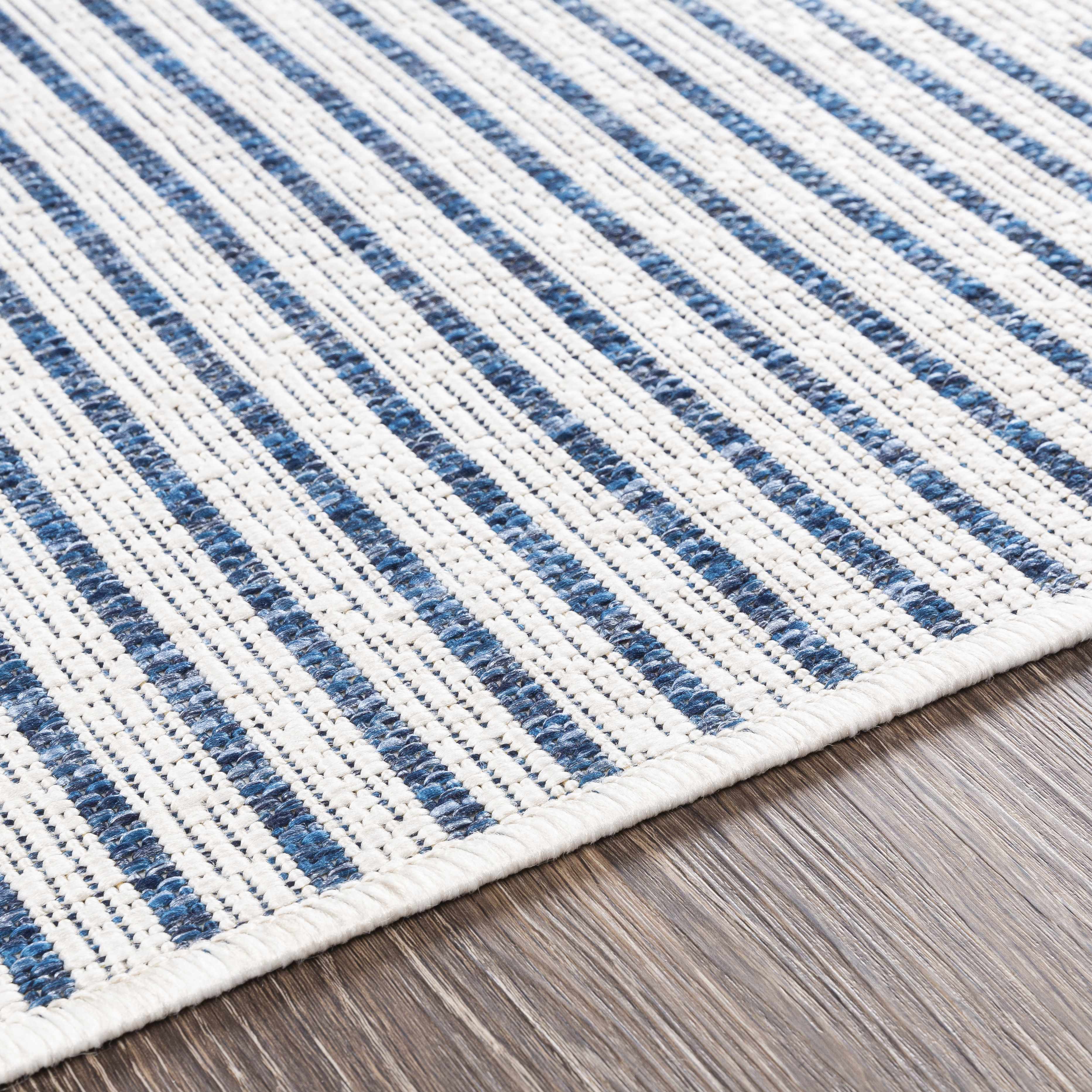Blue and Cream Outdoor Rug