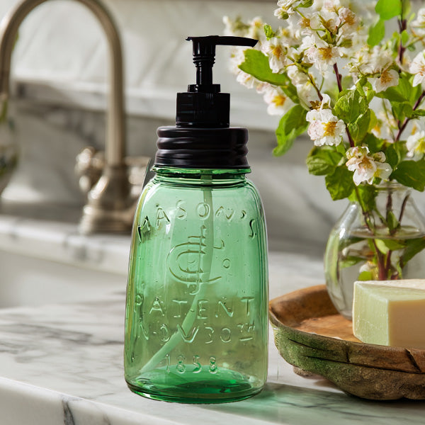 Embossed 1858 Green Soap Dispenser, Set of Two