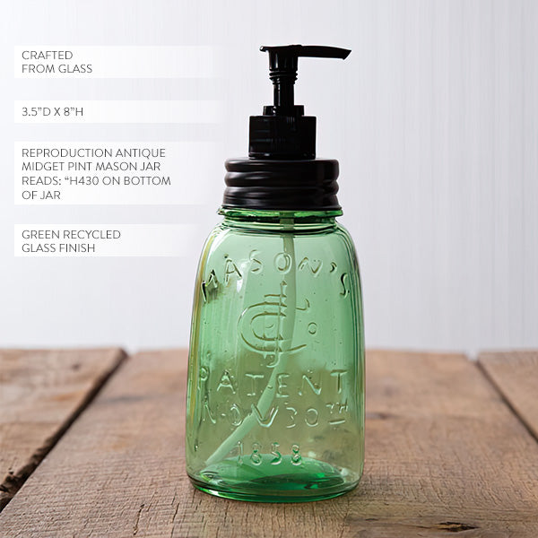 Embossed 1858 Green Soap Dispenser, Set of Two