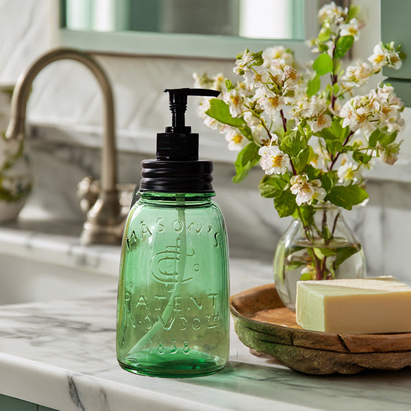 Embossed 1858 Green Soap Dispenser, Set of Two