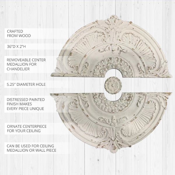 HUGE Distressed Baroque Ceiling Medallion