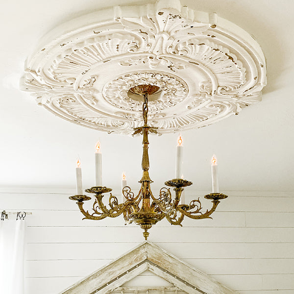 HUGE Distressed Baroque Ceiling Medallion
