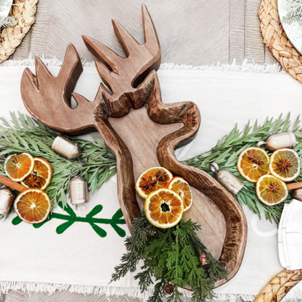 22 Inch Reindeer Wooden Dough Bowl