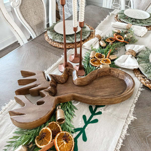 22 Inch Reindeer Wooden Dough Bowl