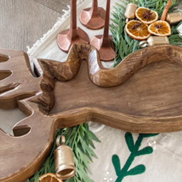 22 Inch Reindeer Wooden Dough Bowl