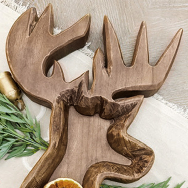 22 Inch Reindeer Wooden Dough Bowl