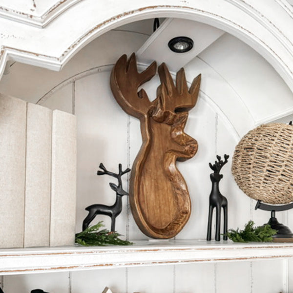 22 Inch Reindeer Wooden Dough Bowl
