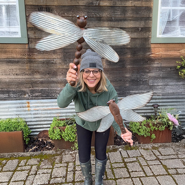 Large Shimmering Metal Dragonfly Wall Accents, Set of 2