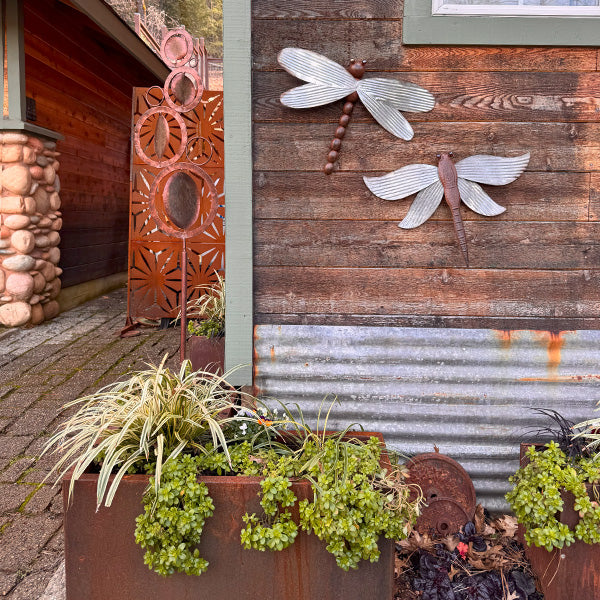 Large Shimmering Metal Dragonfly Wall Accents, Set of 2