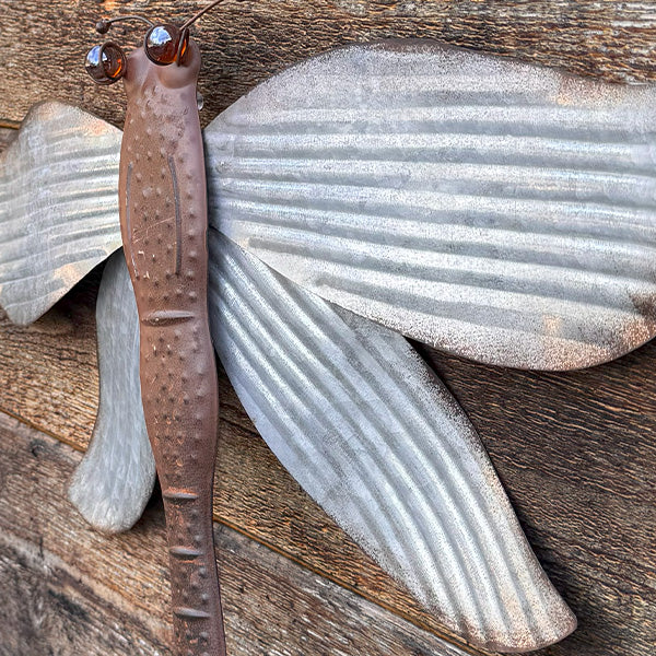 Large Shimmering Metal Dragonfly Wall Accents, Set of 2